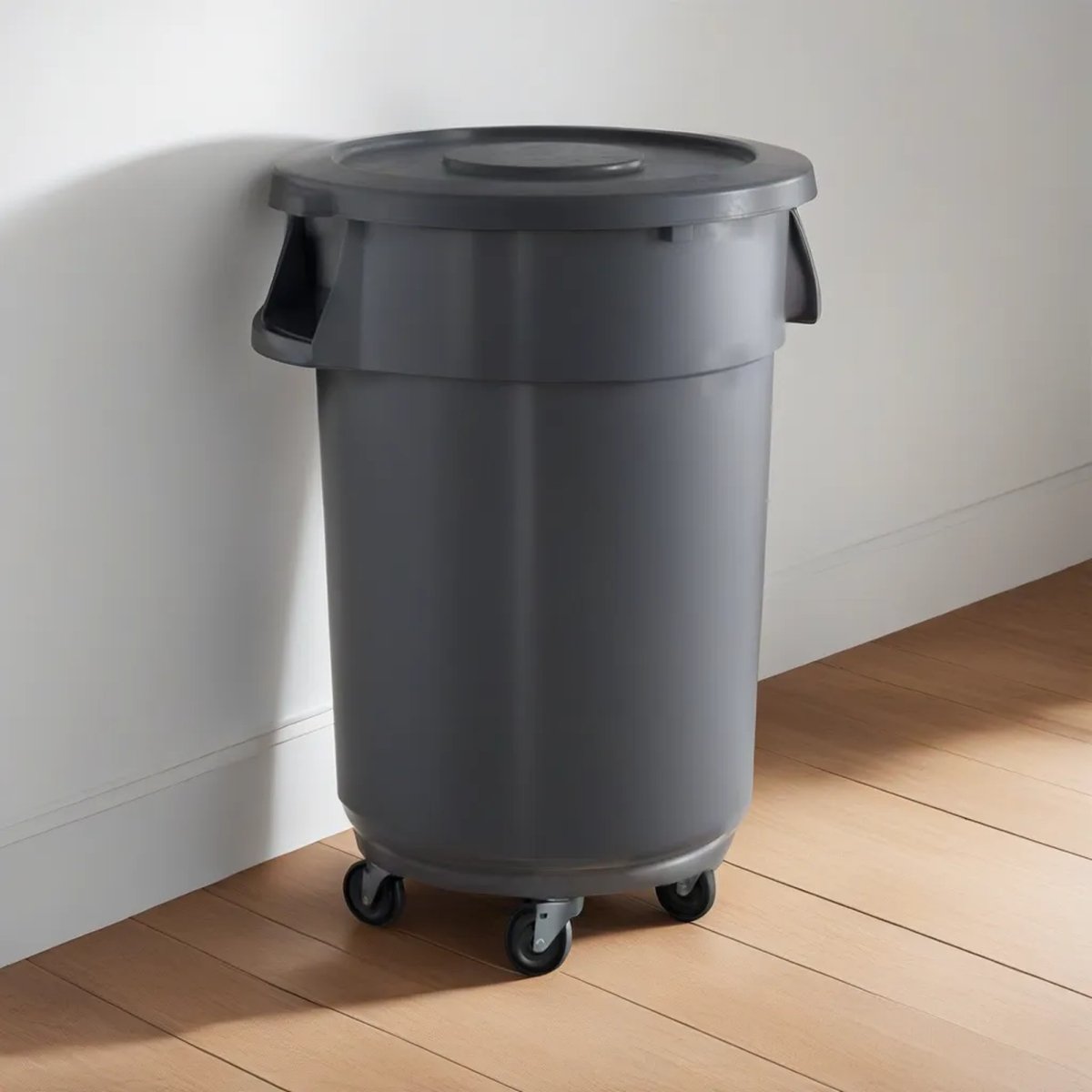 10 Pack! 44 Gallon Gray Round Commercial Trash Can With Lid And Dolly - PRO&Family