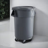 10 Pack! 44 Gallon Gray Round Commercial Trash Can With Lid And Dolly - PRO&Family