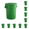 10 Pack! 44 Gallon Green Round Commercial Trash Can With Lid - PRO&Family