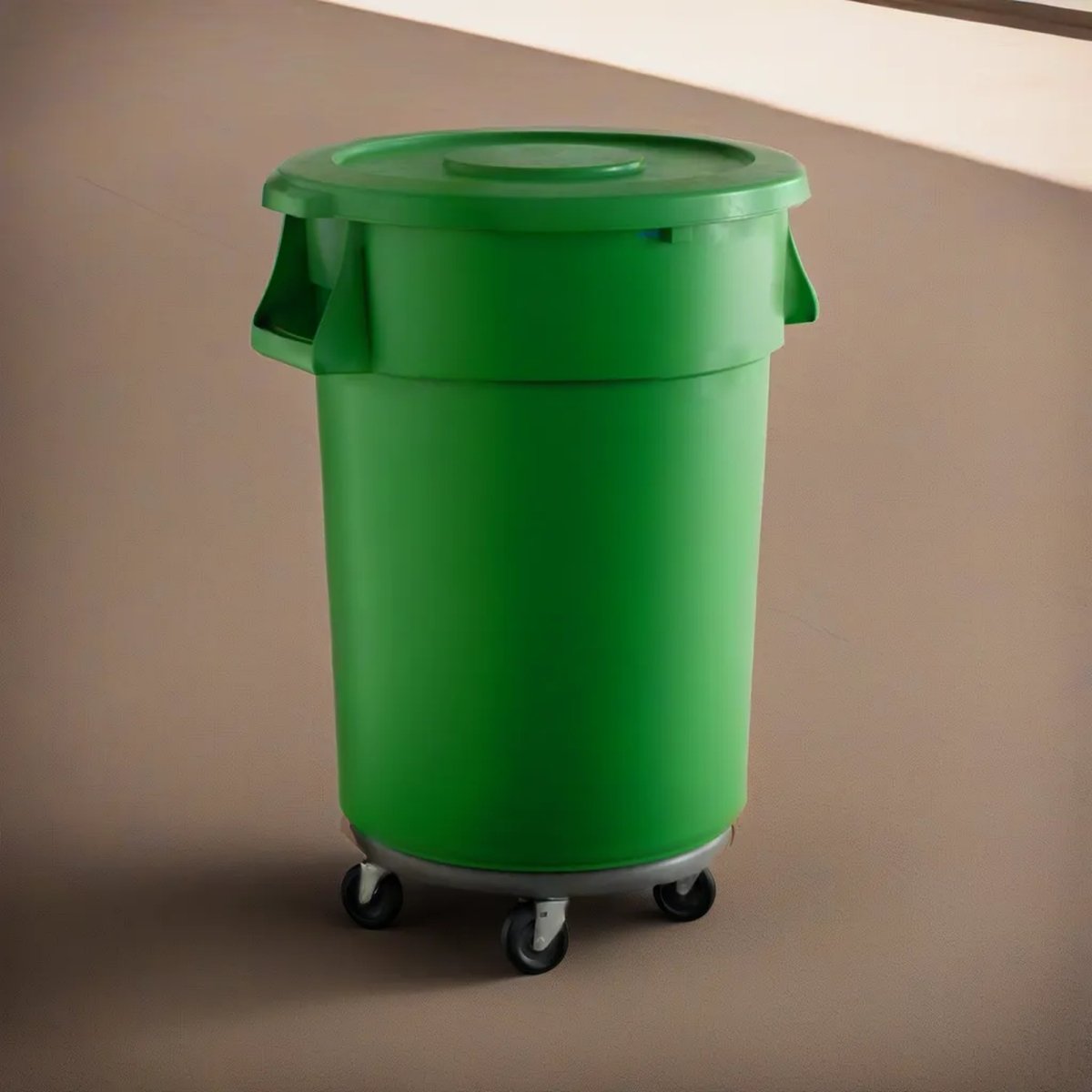 10 Pack! 44 Gallon Green Round Commercial Trash Can With Lid And Dolly - PRO&Family