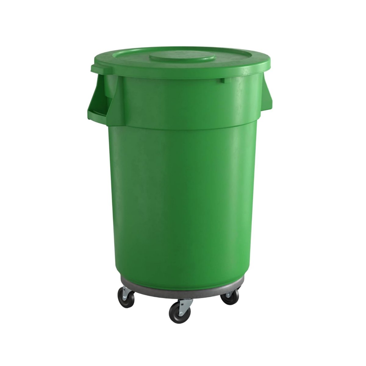 10 Pack! 44 Gallon Green Round Commercial Trash Can With Lid And Dolly - PRO&Family