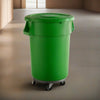 10 Pack! 44 Gallon Green Round Commercial Trash Can With Lid And Dolly - PRO&Family