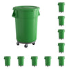 10 Pack! 44 Gallon Green Round Commercial Trash Can With Lid And Dolly - PRO&Family