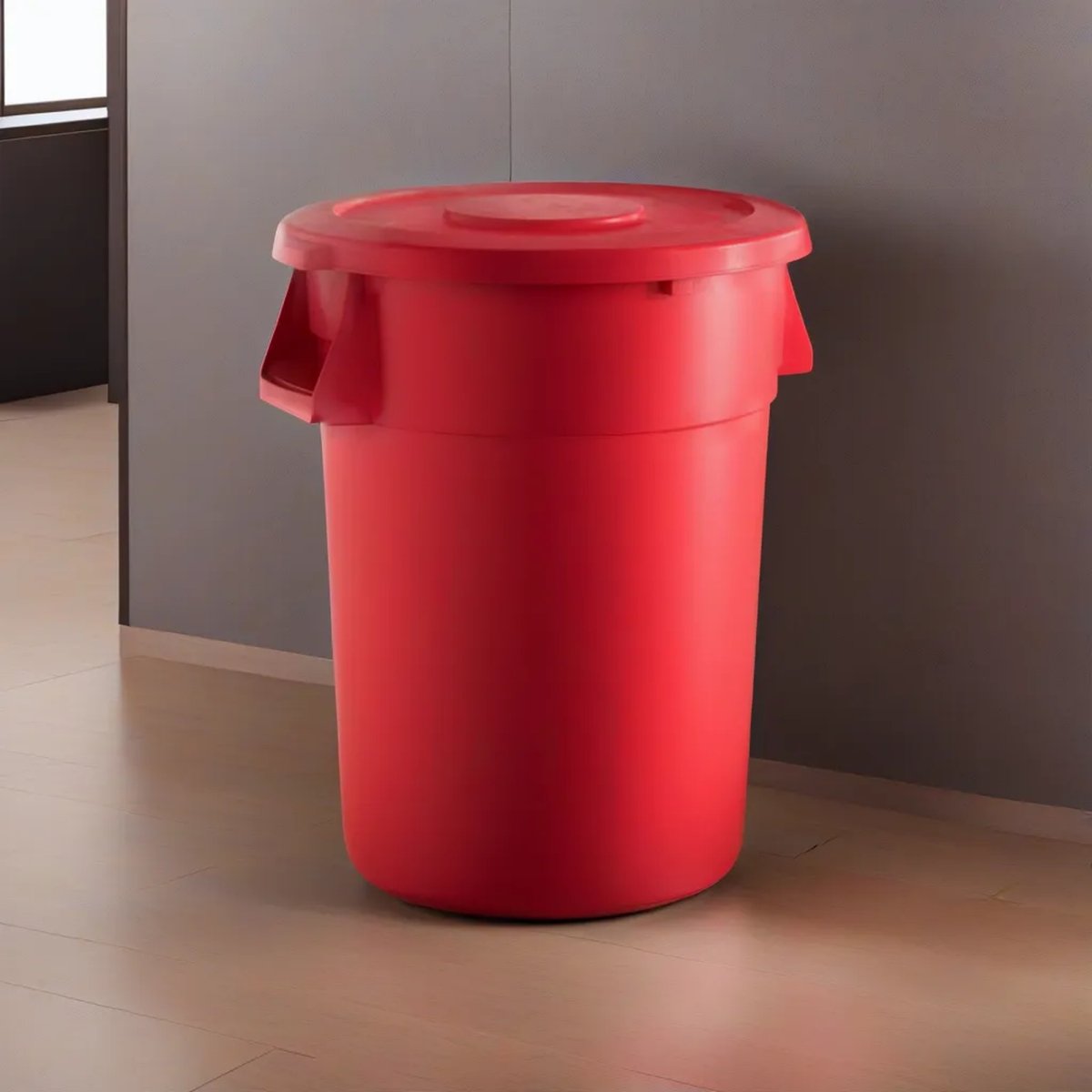 10 Pack! 44 Gallon Red Round Commercial Trash Can With Lid - PRO&Family