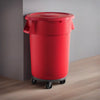 10 Pack! 44 Gallon Red Round Commercial Trash Can With Lid And Dolly - PRO&Family