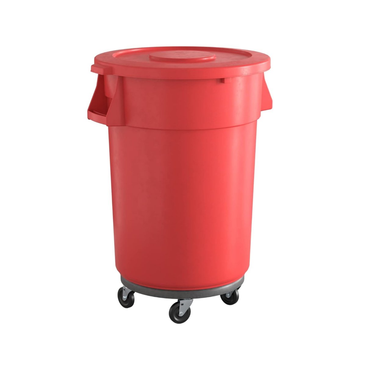 10 Pack! 44 Gallon Red Round Commercial Trash Can With Lid And Dolly - PRO&Family