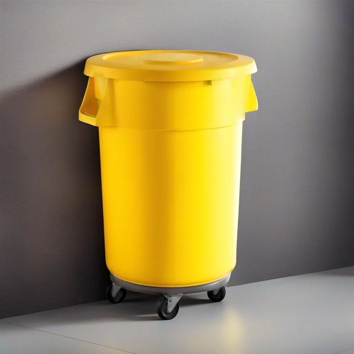 10 Pack! 44 Gallon Yellow Round Commercial Trash Can With Lid And Dolly - PRO&Family