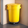 10 Pack! 44 Gallon Yellow Round Commercial Trash Can With Lid And Dolly - PRO&Family