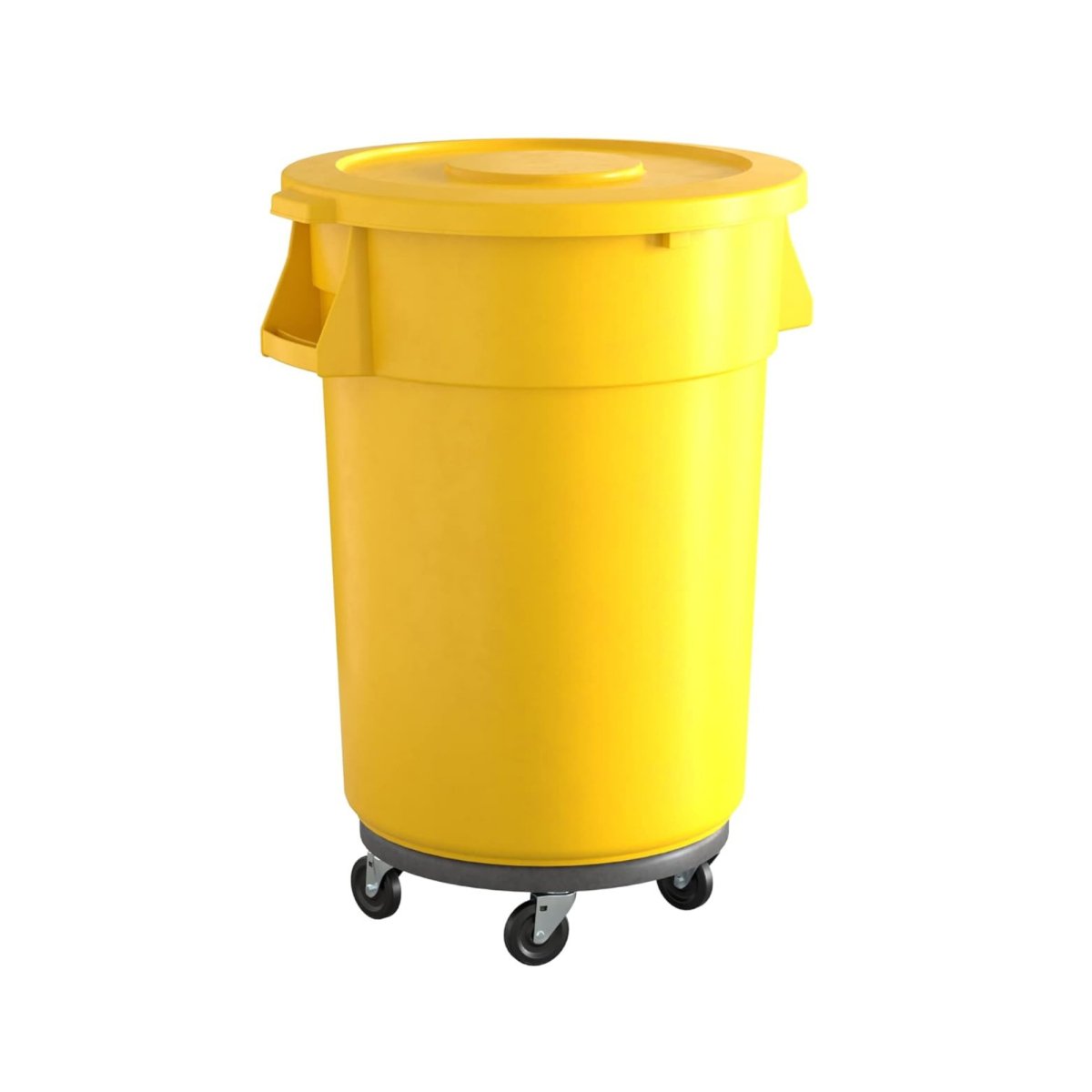 10 Pack! 44 Gallon Yellow Round Commercial Trash Can With Lid And Dolly - PRO&Family