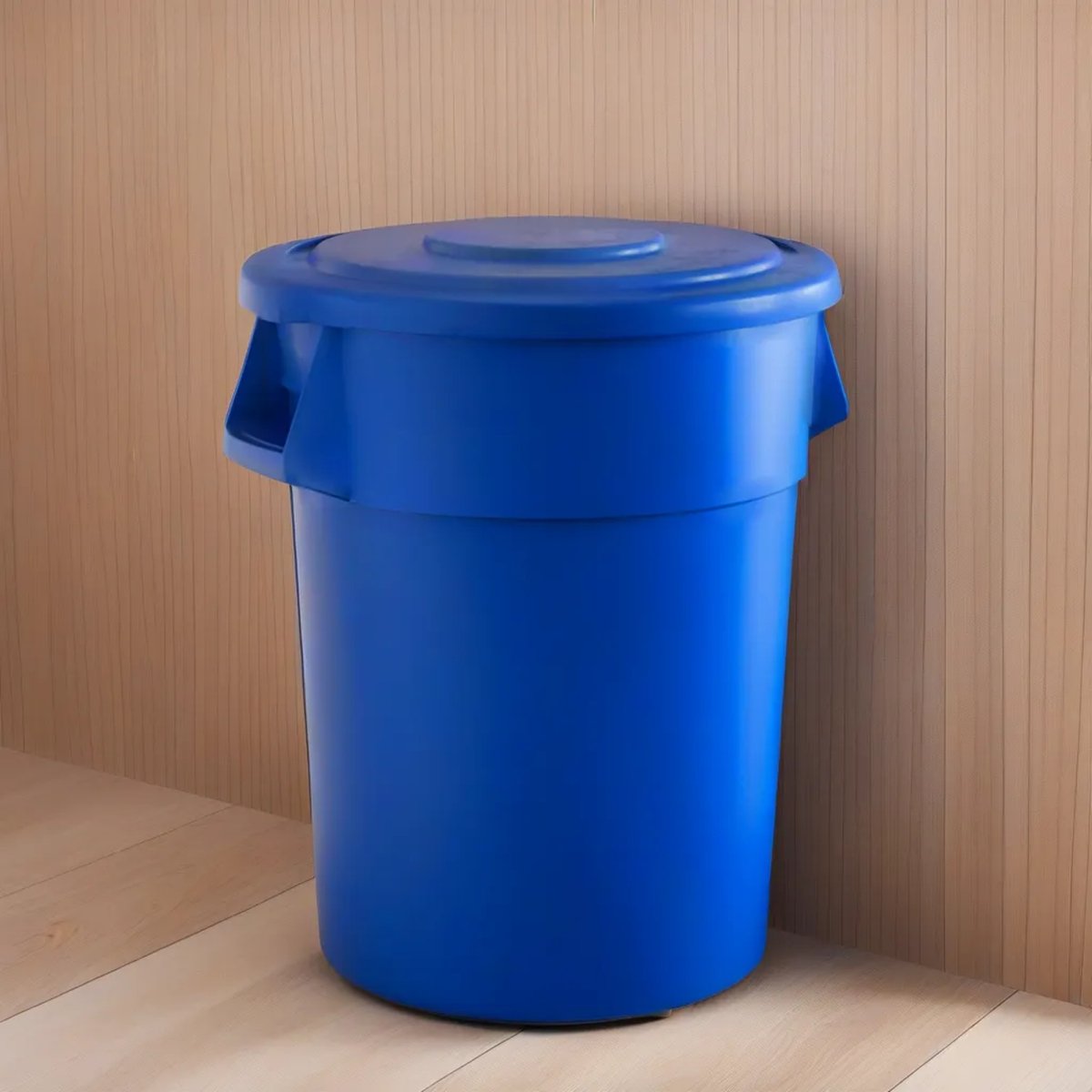 10 Pack! 55 Gallon Blue Round Commercial Trash Can With Lid - PRO&Family