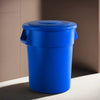 10 Pack! 55 Gallon Blue Round Commercial Trash Can With Lid - PRO&Family