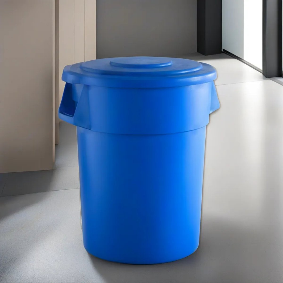 10 Pack! 55 Gallon Blue Round Commercial Trash Can With Lid - PRO&Family