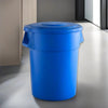 10 Pack! 55 Gallon Blue Round Commercial Trash Can With Lid - PRO&Family