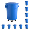 10 Pack! 55 Gallon Blue Round Commercial Trash Can With Lid And Dolly - PRO&Family