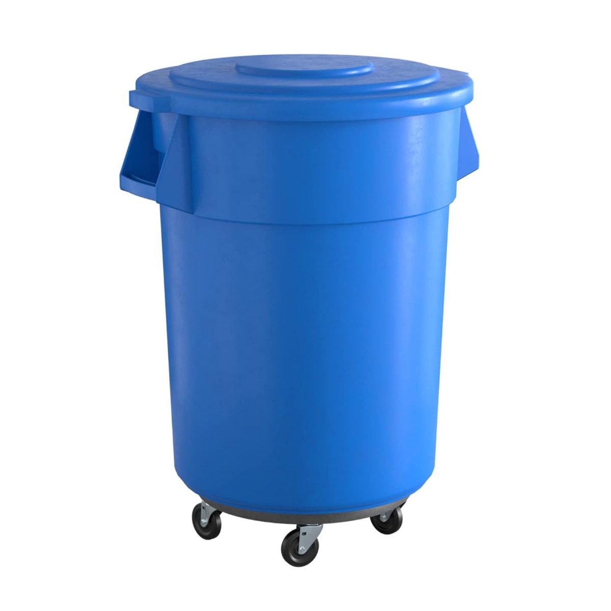 10 Pack! 55 Gallon Blue Round Commercial Trash Can With Lid And Dolly - PRO&Family