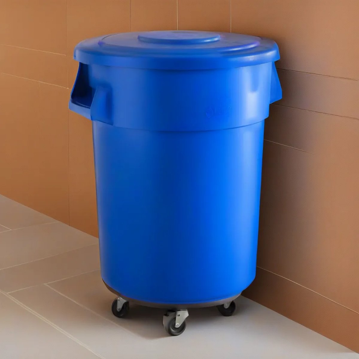 10 Pack! 55 Gallon Blue Round Commercial Trash Can With Lid And Dolly - PRO&Family