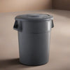 10 Pack! 55 Gallon Gray Round Commercial Trash Can With Lid - PRO&Family