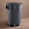 10 Pack! 55 Gallon Gray Round Commercial Trash Can With Lid And Dolly - PRO&Family