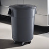 10 Pack! 55 Gallon Gray Round Commercial Trash Can With Lid And Dolly - PRO&Family