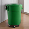 10 Pack! 55 Gallon Green Round Commercial Trash Can With Lid And Dolly - PRO&Family