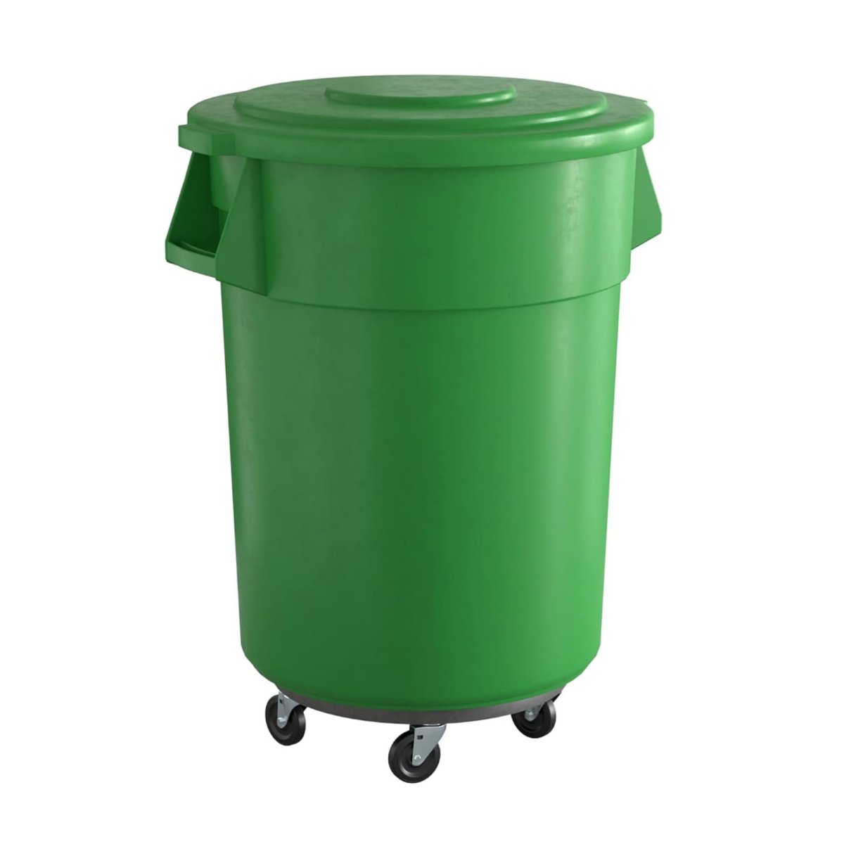 10 Pack! 55 Gallon Green Round Commercial Trash Can With Lid And Dolly - PRO&Family