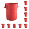 10 Pack! 55 Gallon Red Round Commercial Trash Can - PRO&Family