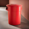 10 Pack! 55 Gallon Red Round Commercial Trash Can With Lid - PRO&Family