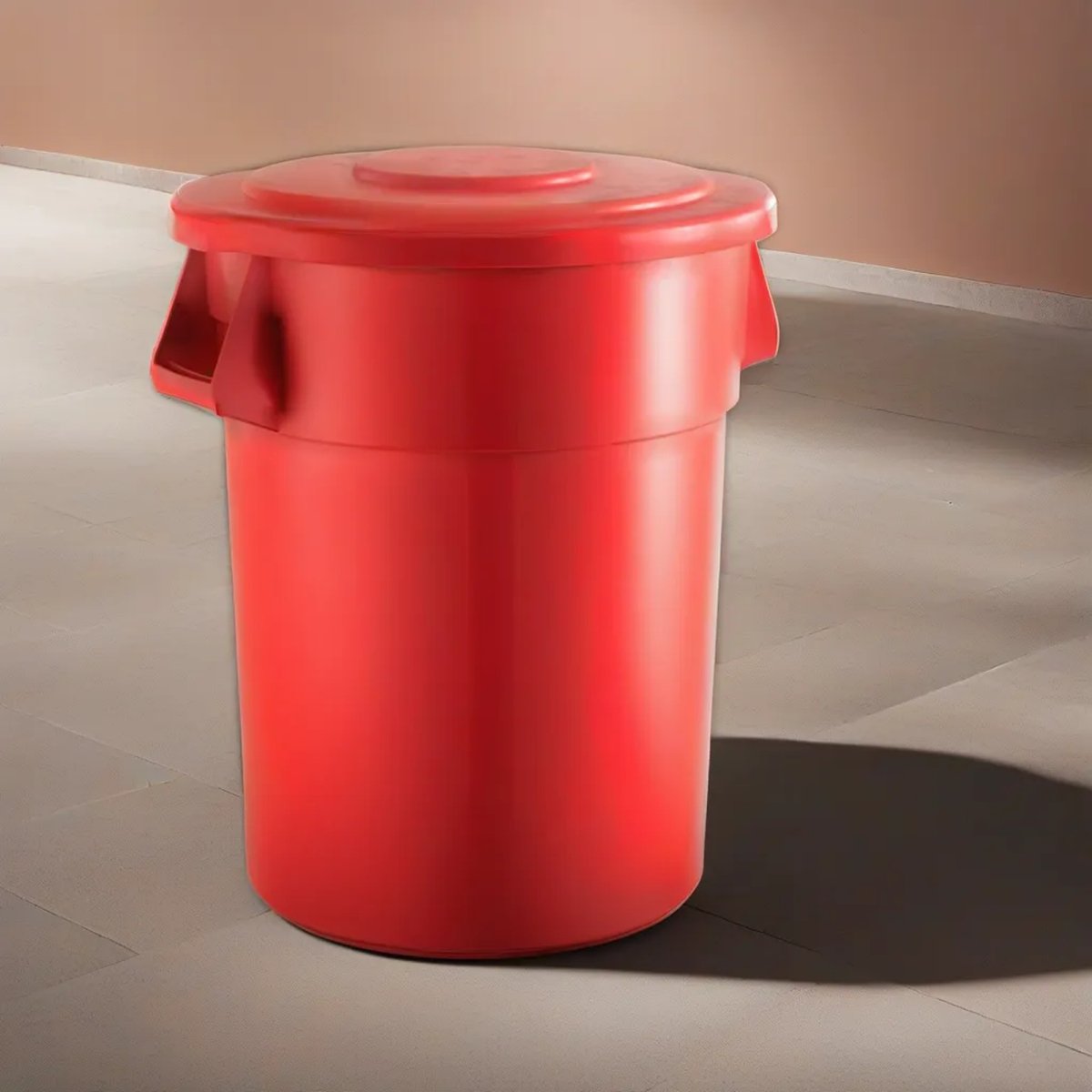 10 Pack! 55 Gallon Red Round Commercial Trash Can With Lid - PRO&Family