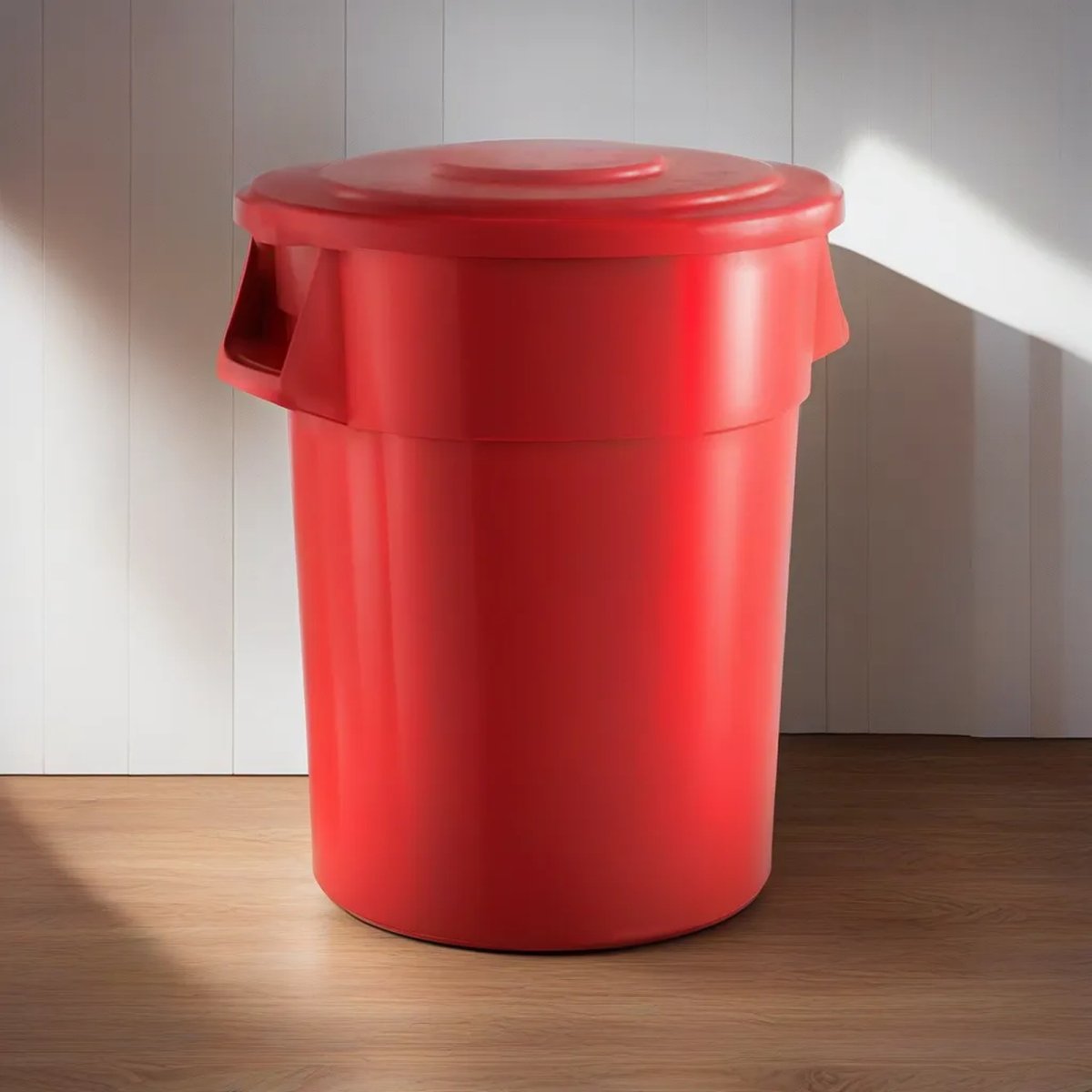 10 Pack! 55 Gallon Red Round Commercial Trash Can With Lid - PRO&Family