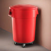 10 Pack! 55 Gallon Red Round Commercial Trash Can With Lid And Dolly - PRO&Family