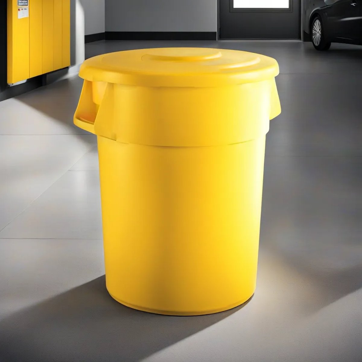 10 Pack! 55 Gallon Yellow Round Commercial Trash Can With Lid - PRO&Family