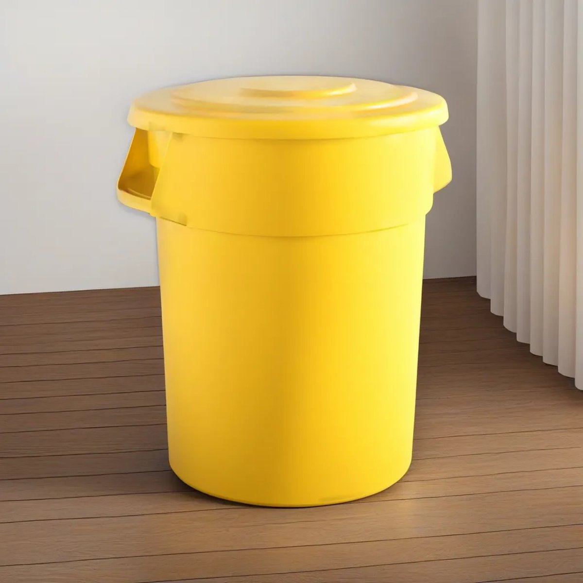 10 Pack! 55 Gallon Yellow Round Commercial Trash Can With Lid - PRO&Family