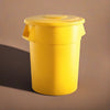 10 Pack! 55 Gallon Yellow Round Commercial Trash Can With Lid - PRO&Family