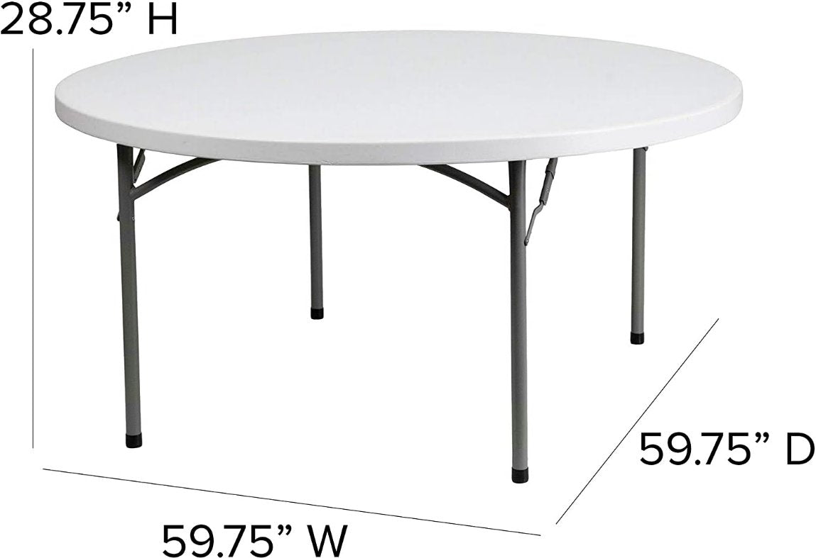 10 PACK! 60" Round Granite White Plastic Folding Table - PRO&Family