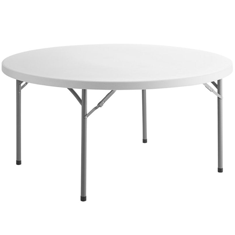 10 PACK! 60" Round Granite White Plastic Folding Table - PRO&Family