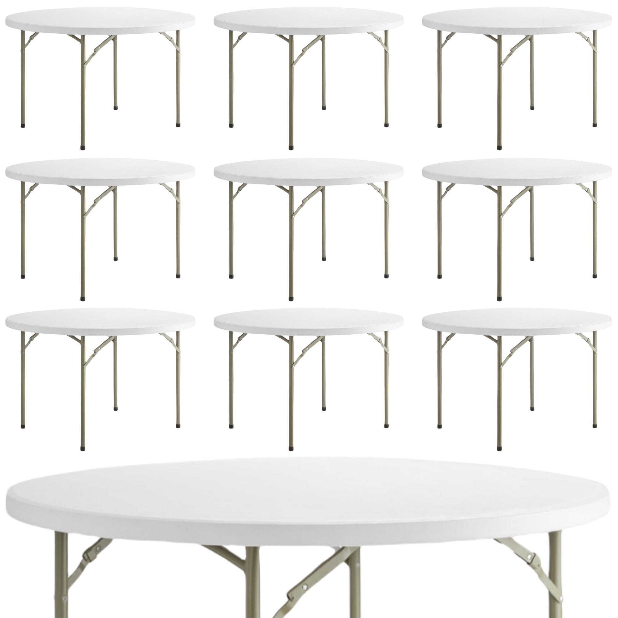 10 PACK! 60" Round Granite White Plastic Folding Table - PRO&Family