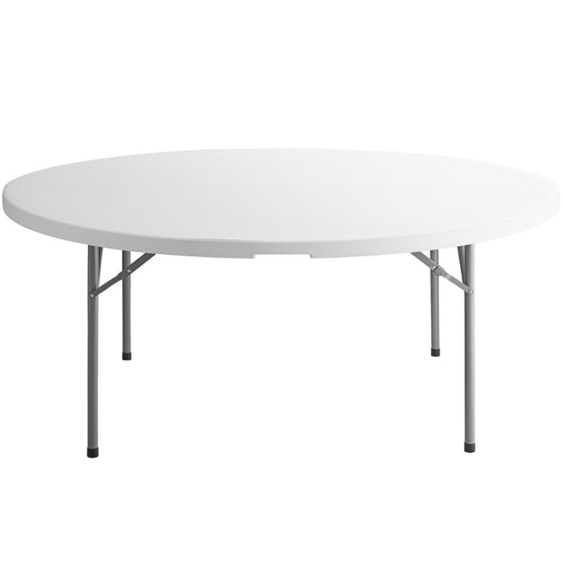 10 PACK! 72" Round Granite White Plastic Folding Table - PRO&Family