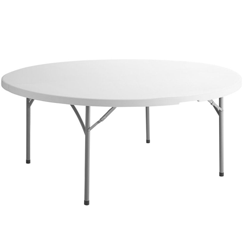 10 PACK! 72" Round Granite White Plastic Folding Table - PRO&Family