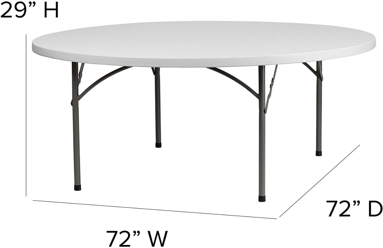 10 PACK! 72" Round Granite White Plastic Folding Table - PRO&Family