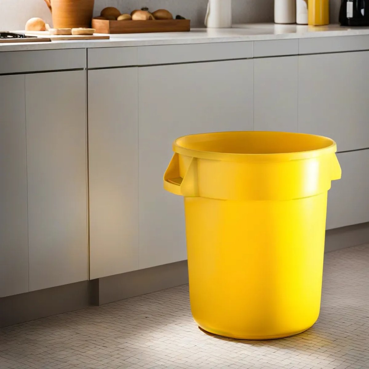 20 Gallon Yellow Round Commercial Trash Can - PRO&Family