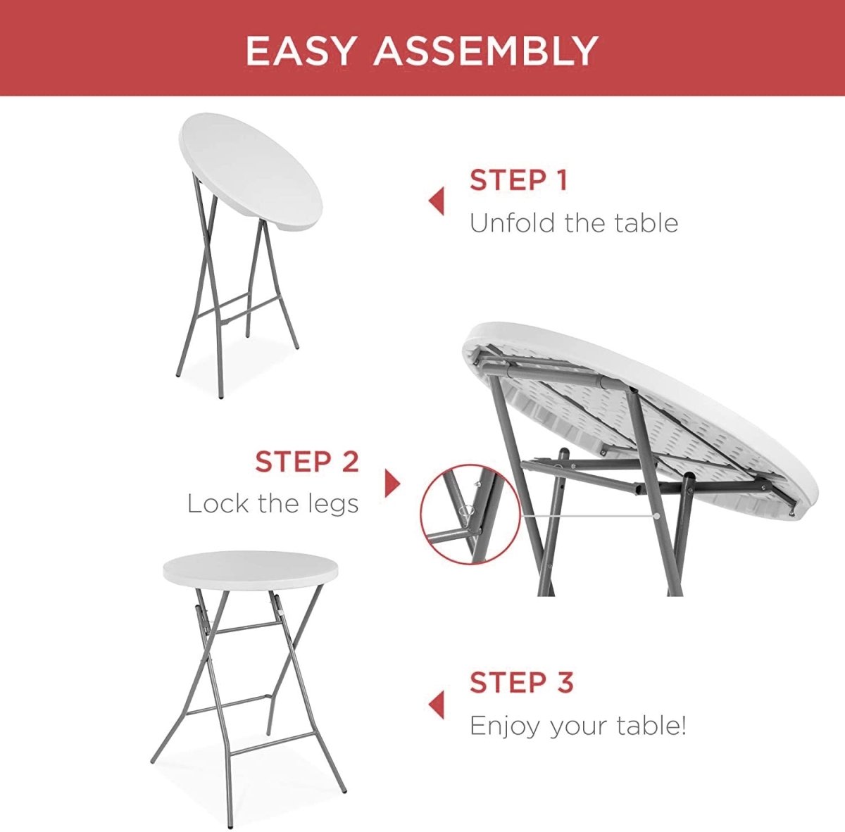 3 PACK! 32" Round Granite White Heavy-Duty Bar Height Plastic Folding Table - PRO&Family