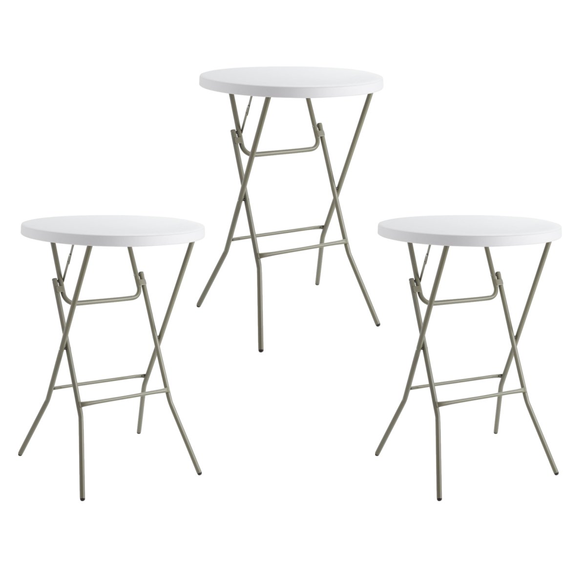 3 PACK! 32" Round Granite White Heavy-Duty Bar Height Plastic Folding Table - PRO&Family