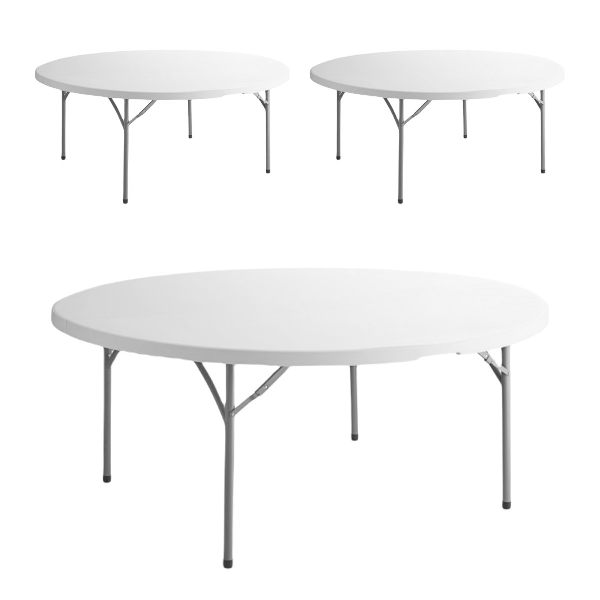 3 PACK! 72" Round Granite White Plastic Folding Table - PRO&Family