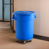 32 Gallon Blue Round Commercial Trash Can With Lid And Dolly - PRO&Family