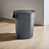 32 Gallon Gray Round Commercial Trash Can With Lid - PRO&Family