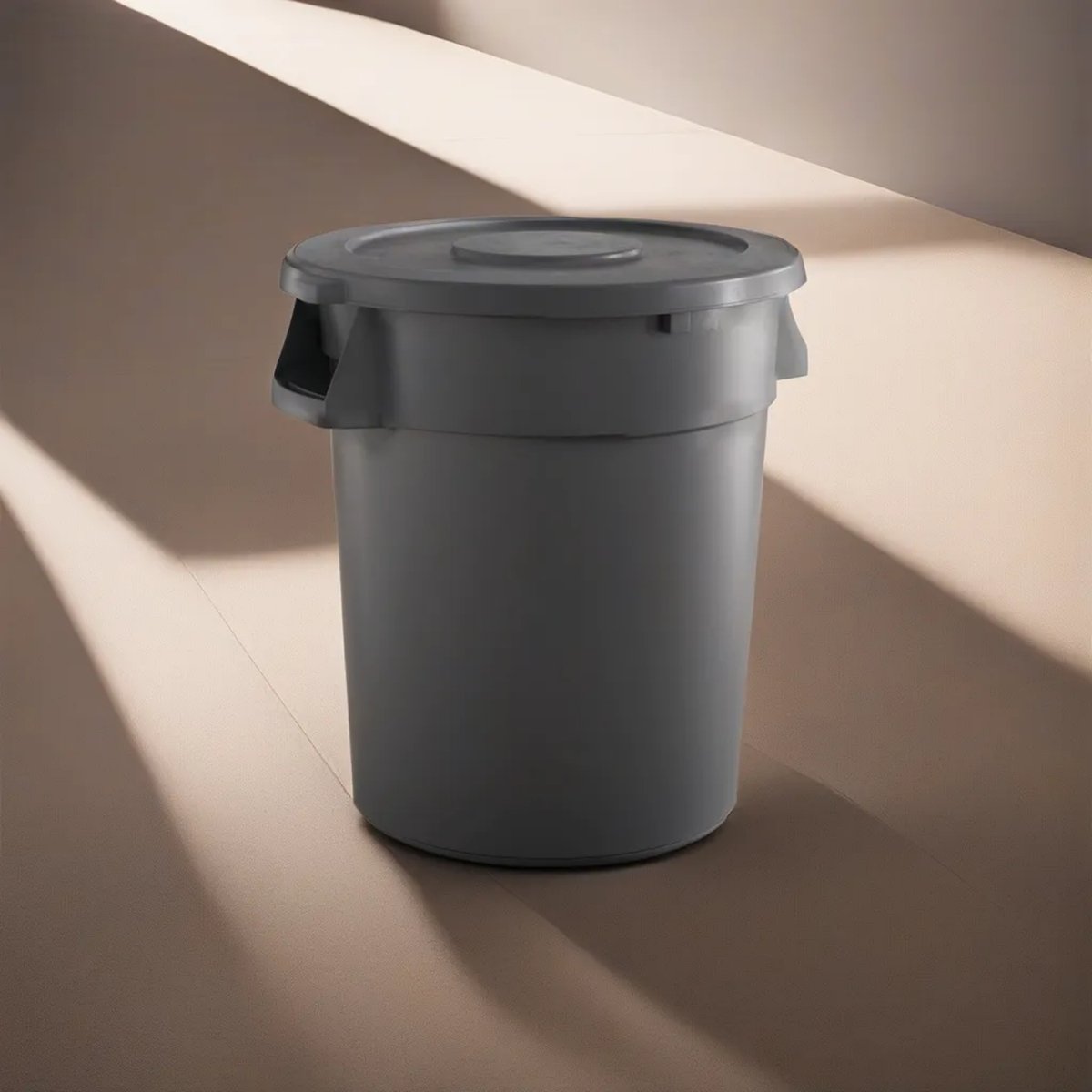 32 Gallon Gray Round Commercial Trash Can With Lid - PRO&Family