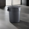 32 Gallon Gray Round Commercial Trash Can With Lid - PRO&Family