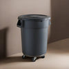 32 Gallon Gray Round Commercial Trash Can With Lid And Dolly - PRO&Family