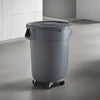 32 Gallon Gray Round Commercial Trash Can With Lid And Dolly - PRO&Family