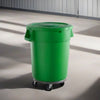 32 Gallon Green Round Commercial Trash Can With Lid And Dolly - PRO&Family